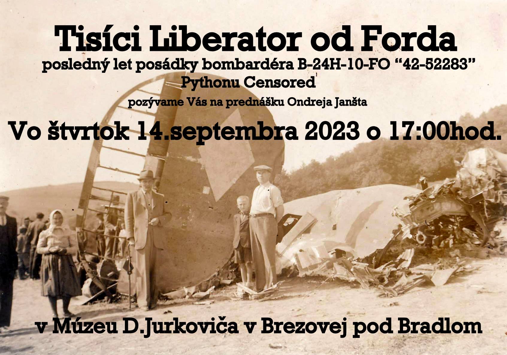 pozvánka na prednášku Tisíci Liberator od Forda